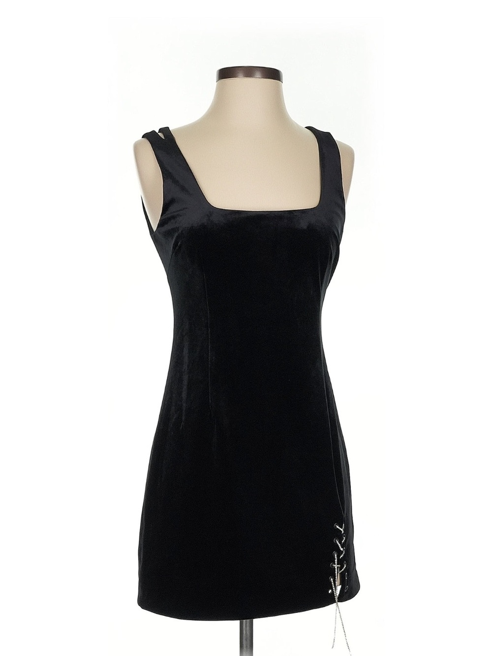 Nana Jacqueline Black Velvet Square-Neck Mini Dress